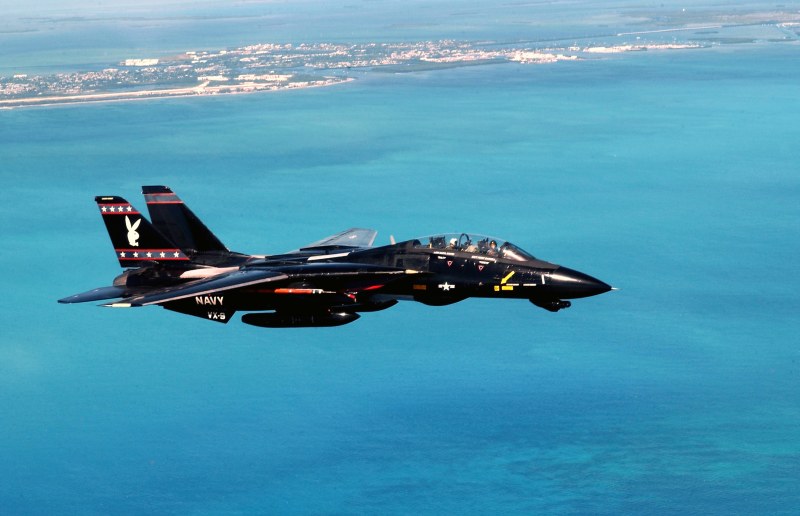 The Grumman F-14D flying in NAS Key West in 2002.
